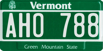 VT license plate AHO788