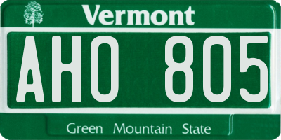 VT license plate AHO805