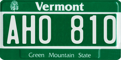 VT license plate AHO810