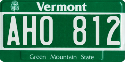 VT license plate AHO812