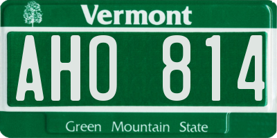 VT license plate AHO814