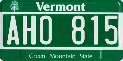 VT license plate AHO815