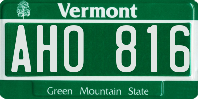 VT license plate AHO816