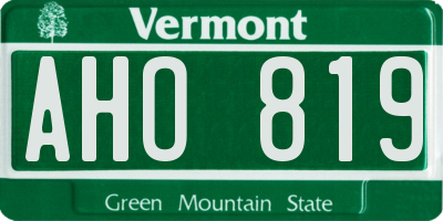 VT license plate AHO819