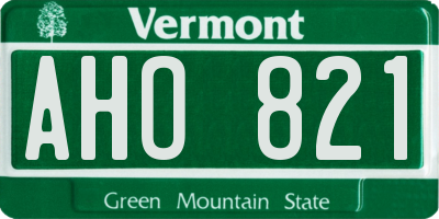 VT license plate AHO821