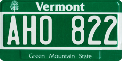 VT license plate AHO822