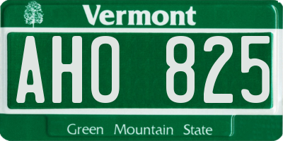 VT license plate AHO825