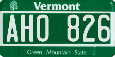 VT license plate AHO826