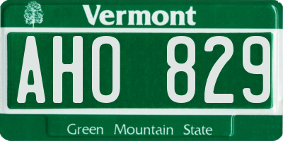 VT license plate AHO829