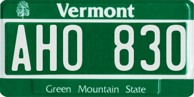 VT license plate AHO830