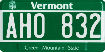 VT license plate AHO832
