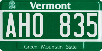 VT license plate AHO835