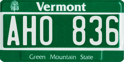 VT license plate AHO836