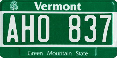 VT license plate AHO837