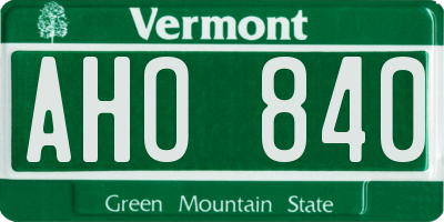 VT license plate AHO840