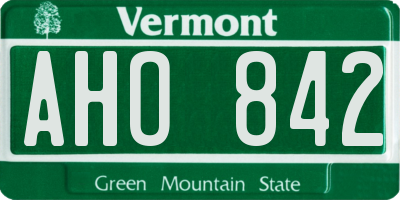 VT license plate AHO842