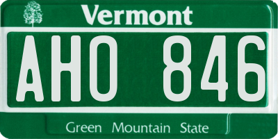 VT license plate AHO846