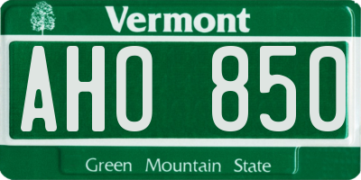 VT license plate AHO850