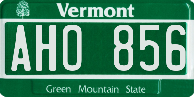VT license plate AHO856