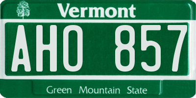 VT license plate AHO857