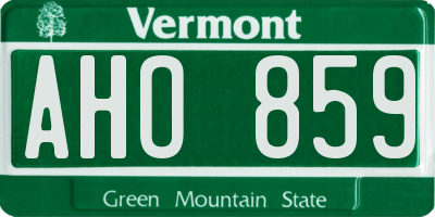 VT license plate AHO859