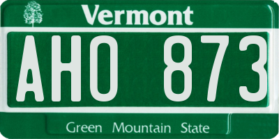 VT license plate AHO873
