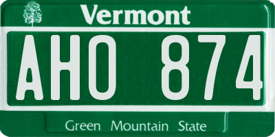 VT license plate AHO874
