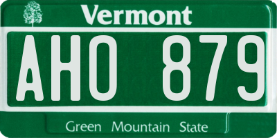 VT license plate AHO879