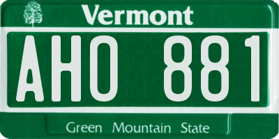 VT license plate AHO881