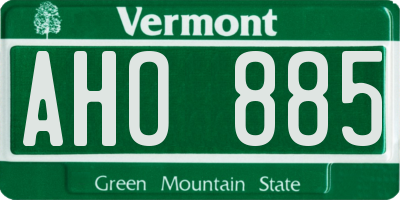 VT license plate AHO885