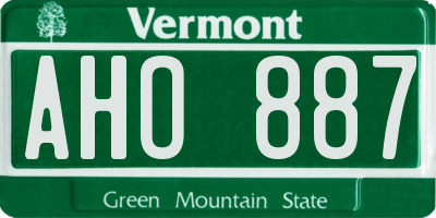 VT license plate AHO887