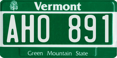 VT license plate AHO891