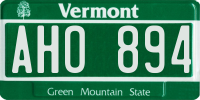 VT license plate AHO894