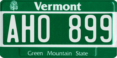 VT license plate AHO899
