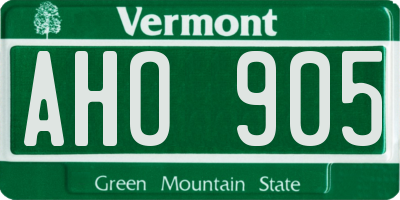 VT license plate AHO905