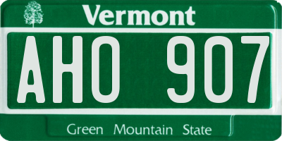 VT license plate AHO907