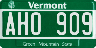 VT license plate AHO909