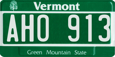 VT license plate AHO913