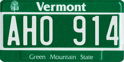 VT license plate AHO914