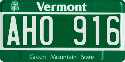 VT license plate AHO916
