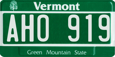VT license plate AHO919
