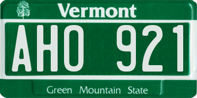 VT license plate AHO921