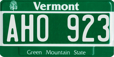 VT license plate AHO923