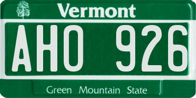 VT license plate AHO926