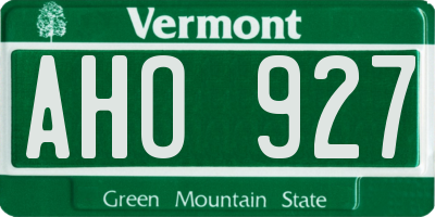 VT license plate AHO927