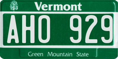 VT license plate AHO929