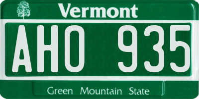 VT license plate AHO935