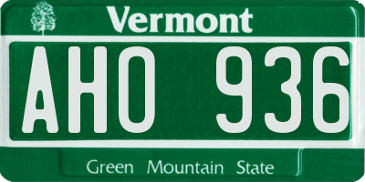 VT license plate AHO936