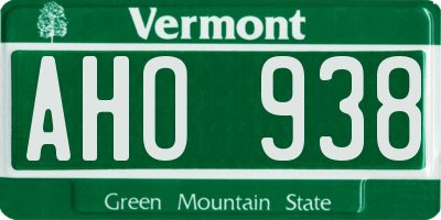 VT license plate AHO938
