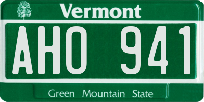 VT license plate AHO941